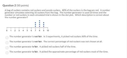Abag of lollipops contains red lollipops and purple lollipops. 80% of the lollipops in the bag are r