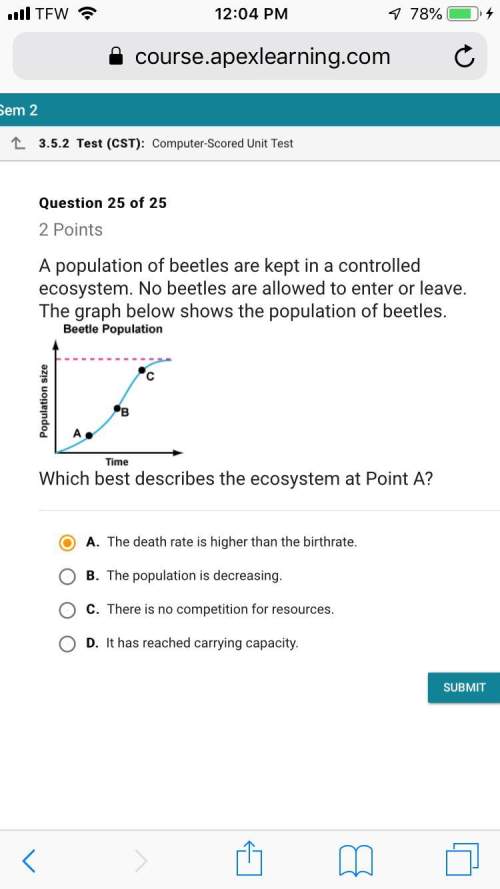 Which best describes the ecosystem at point a?