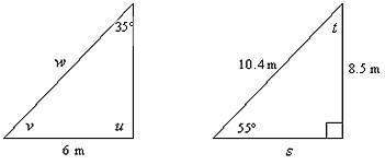 1) the two triangles are congruent. find the missing side lengths and the missing angle measures.