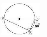 Alex drew a circle with right triangle prq inscribed in it, as shown below if the measure of a