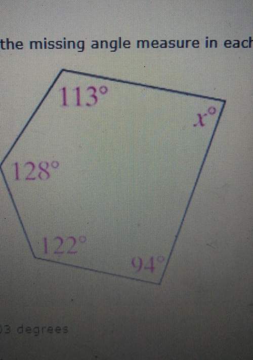 Find the missing angle measure in the figure? a.) 103 degrees b.) 93 degrees c.) 113 degrees d.) 83