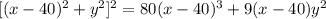 [(x-40)^2+y^2]^2=80(x-40)^3+9(x-40)y^2