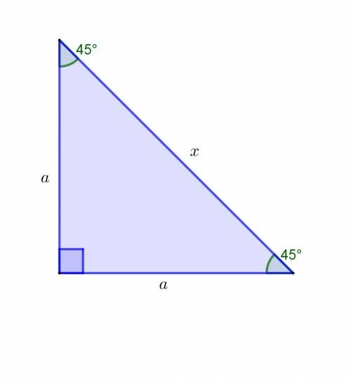 Find height of triangle in a 45-45-90 triangle knowing one side