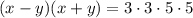 (x-y)(x+y)=3\cdot3\cdot5\cdot5
