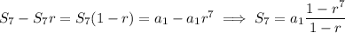 S_7-S_7r=S_7(1-r)=a_1-a_1r^7\implies S_7=a_1\dfrac{1-r^7}{1-r}