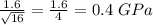 \frac{1.6}{\sqrt{16}} = \frac{1.6}{4} =0.4 \ GPa