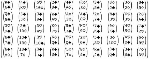 Use an appropriate technology to simulate 2 cards being drawn from a 52-card deck of playing cards.