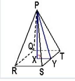 Given a regular square pyramid with rs = 6 and px = 4, find the following measure. qs=