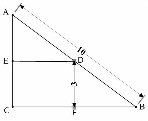 Triangle abc has a right angle at angle c and pounts e,d and f are midpoints. line df = 3 and line s