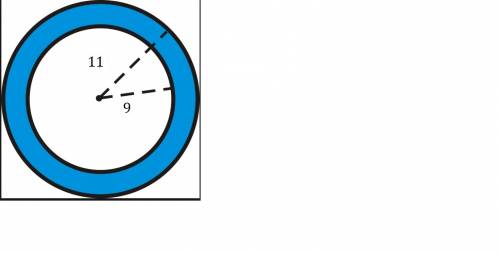 Need  with:  a circle with radius of 9 sits inside a circle with radius of 11  what is the area of t