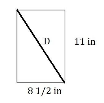 Asheet of paper is 812 inches by 11 inches. if a straight line is drawn from the top left corner to