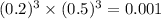 (0.2)^3\times(0.5)^3=0.001