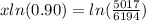 xln(0.90)=ln(\frac{5017}{6194})
