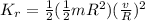 K_r = \frac{1}{2}(\frac{1}{2}mR^2)(\frac{v}{R})^2