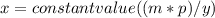 x=constant value((m*p)/y)
