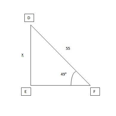 Use δdef, shown below, to answer the question that follows:  triangle def where angle e is a right a
