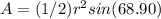 A=(1/2)r^{2}sin(68.90)