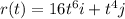 r(t)=16t^6i+t^4j