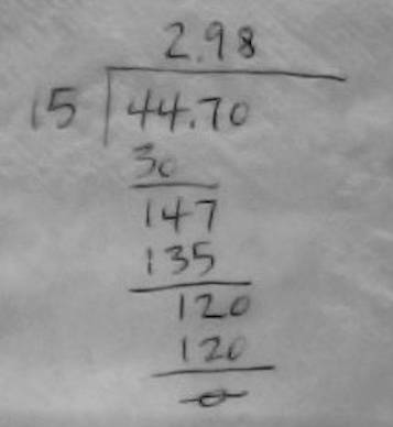 How do you do 44.70 divided by 15 long division