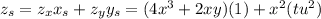 z_s=z_xx_s+z_yy_s=(4x^3+2xy)(1)+x^2(tu^2)