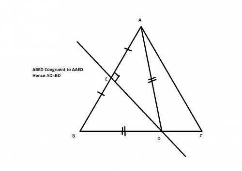 The perpendicular bisector of side ab of ∆abc intersects side bc at point d. find ab if the perimete