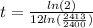 t=\frac{ln(2)}{12ln(\frac{2413}{2400} )}