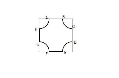Two points are drawn on each side of a square with an area of 81 square units dividing the side into