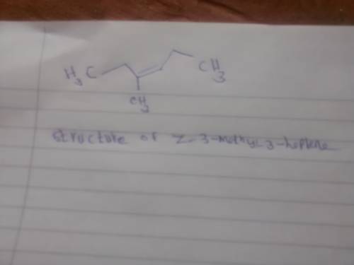 Draw the structure of (z)-3-methylhept-3-ene. be sure the stereochemistry is drawn clearly.