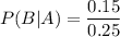 P(B|A)=\dfrac{0.15}{0.25}