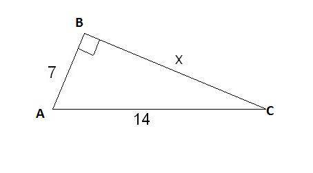 Find x in the right triangle.  a) 63 b) 175 c) 147 d) 324
