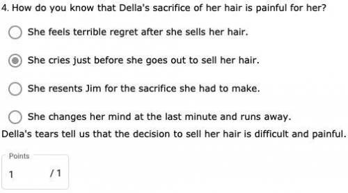 How do you know that della's sacrifice of her hair is painful for her