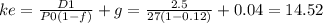 ke=\frac{D1}{P0(1-f)} +g = \frac{2.5}{27(1-0.12)} +0.04=14.52%