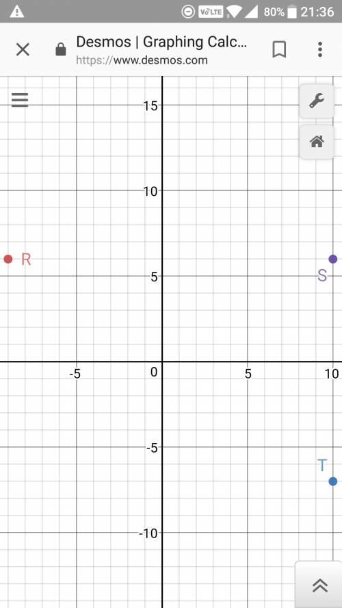 Aright triangle is drawn on a coordinate plane. two vertices of the triangle are points r(−9,6) and