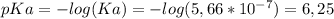 pKa=-log(Ka)=-log(5,66*10^{-7})=6,25