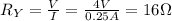 R_Y =  \frac{V}{I}= \frac{4 V}{0.25 A}=16 \Omega
