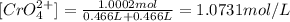 [CrO_4^{2+}]=\frac{1.0002 mol}{0.466 L+0.466L}=1.0731 mol/L
