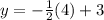 y=-\frac{1}{2}(4)+3