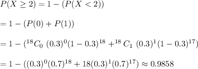 P(X\geq2)=1-(P(X