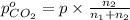 p_{CO_2}^o=p\times \frac{n_2}{n_1+n_2}