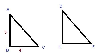 Triangle abc is congruent to triangle def. if side ab is 3 units and side bc is 4 units, find the le