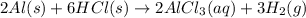 2Al(s)+6HCl(s)\rightarrow 2AlCl_3(aq)+3H_2(g)