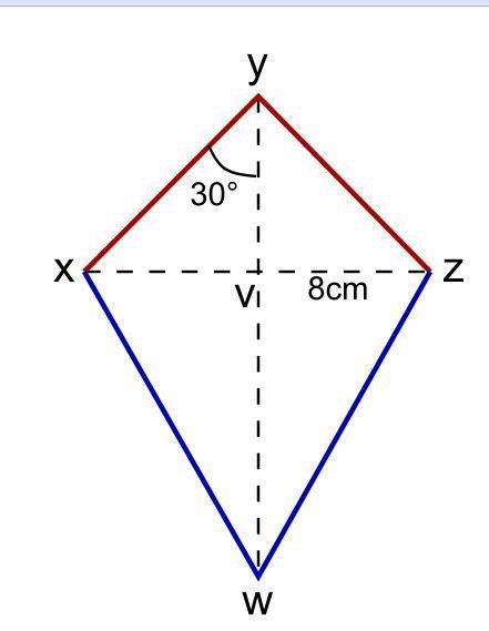 Sketch the following to  answer the question. kite wxyz has a short diagonal of xz and a long diagon