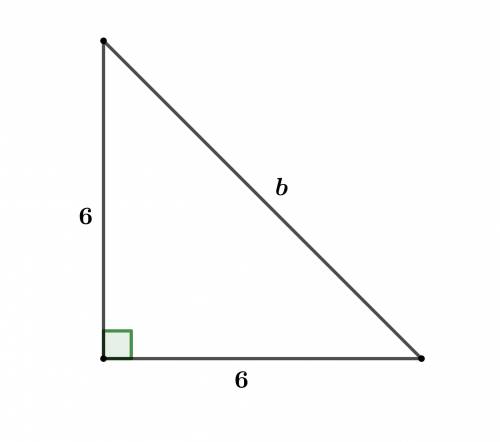 What is the measure of the hypotenuse of an isosceles right triangle with leg lengths 6.