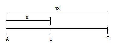 Line ac is 13 units long. use coordinate algebra to locate a point e on line ac such that the ratio