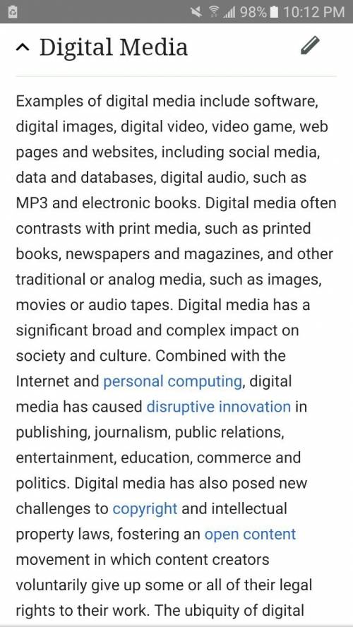 What does it mean when they say write a summary on digital media