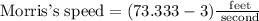 \text{Morris's speed}=(73.333-3)\frac{\text{ feet}}{\text{ second}}