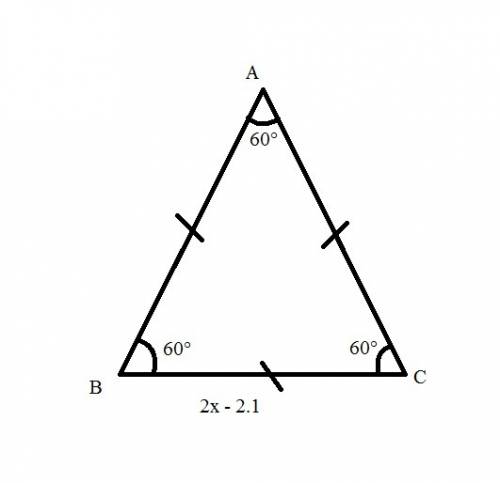 The perimeter of an equilateral triangle is 6x-6.3. draw and label a triangle to represent this situ