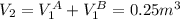 V_{2}=V_{1}^{A}+V_{1}^{B}=0.25m^{3}