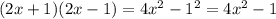 (2x+1)(2x-1) = 4x^{2}-1^{2} = 4x^{2}-1