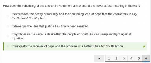 Quiz:  cry the beloved country h assessment items how does the crumbling of the church in ndotsheni